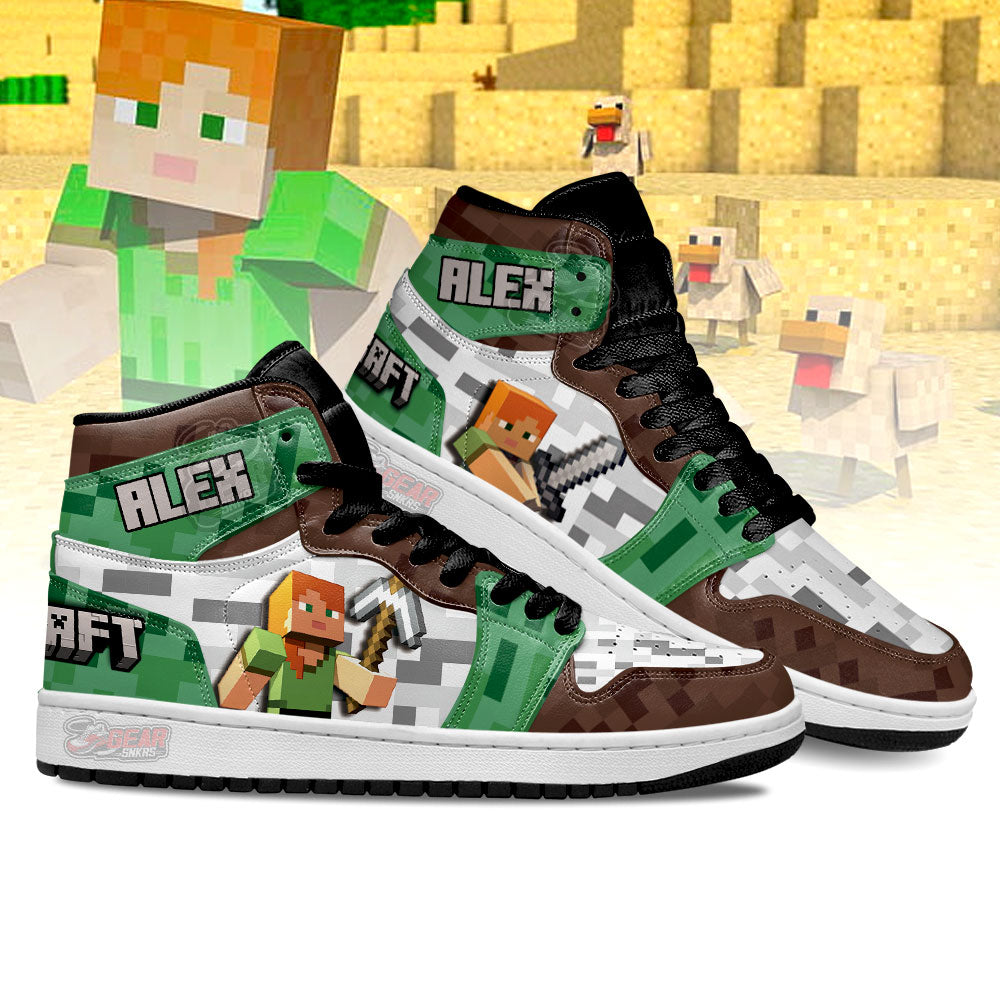 Ideafootwear Minecraft AJ1 High Sneakers Shoes For Men And Women 15