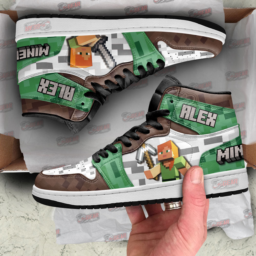 Ideafootwear Minecraft AJ1 High Sneakers Shoes For Men And Women 15