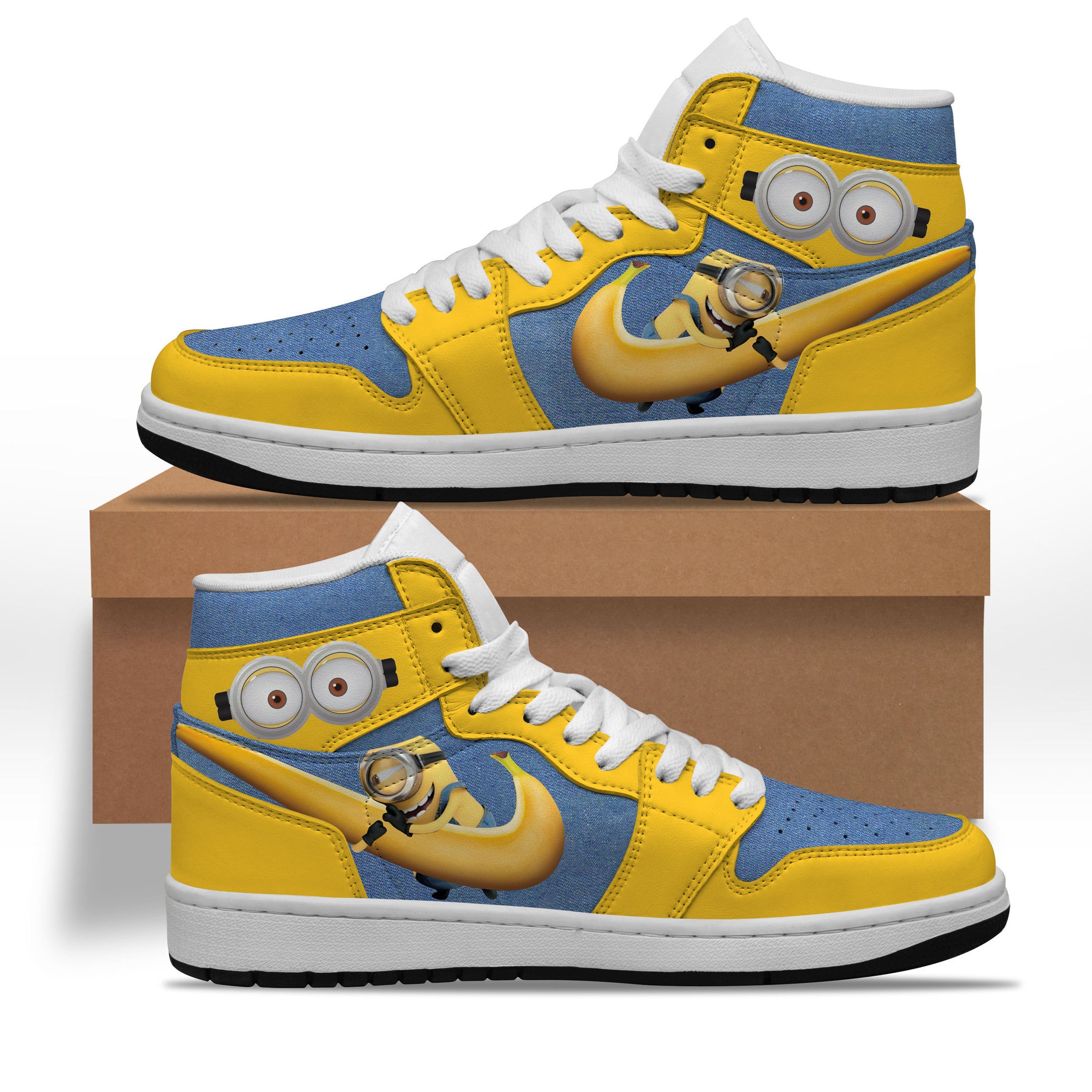 Ideafootwear Minions AJ1 High Sneakers Shoes For Men And Women 2