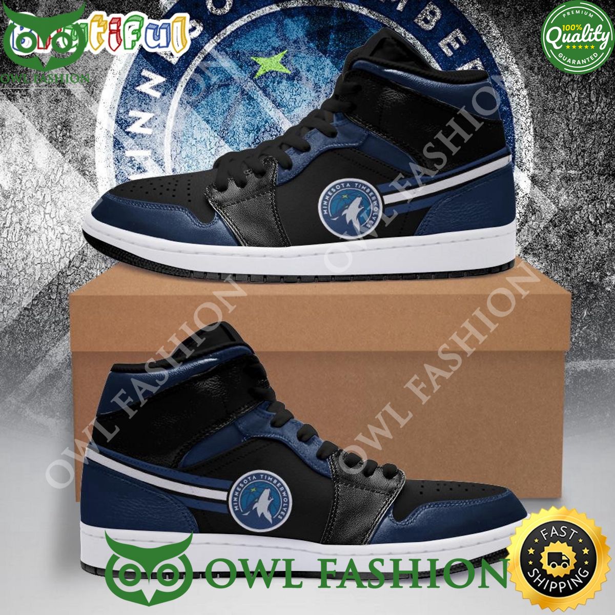 Ideafootwear Minnesota Timberwolves AJ1 High Sneakers Shoes For Men And Women 7