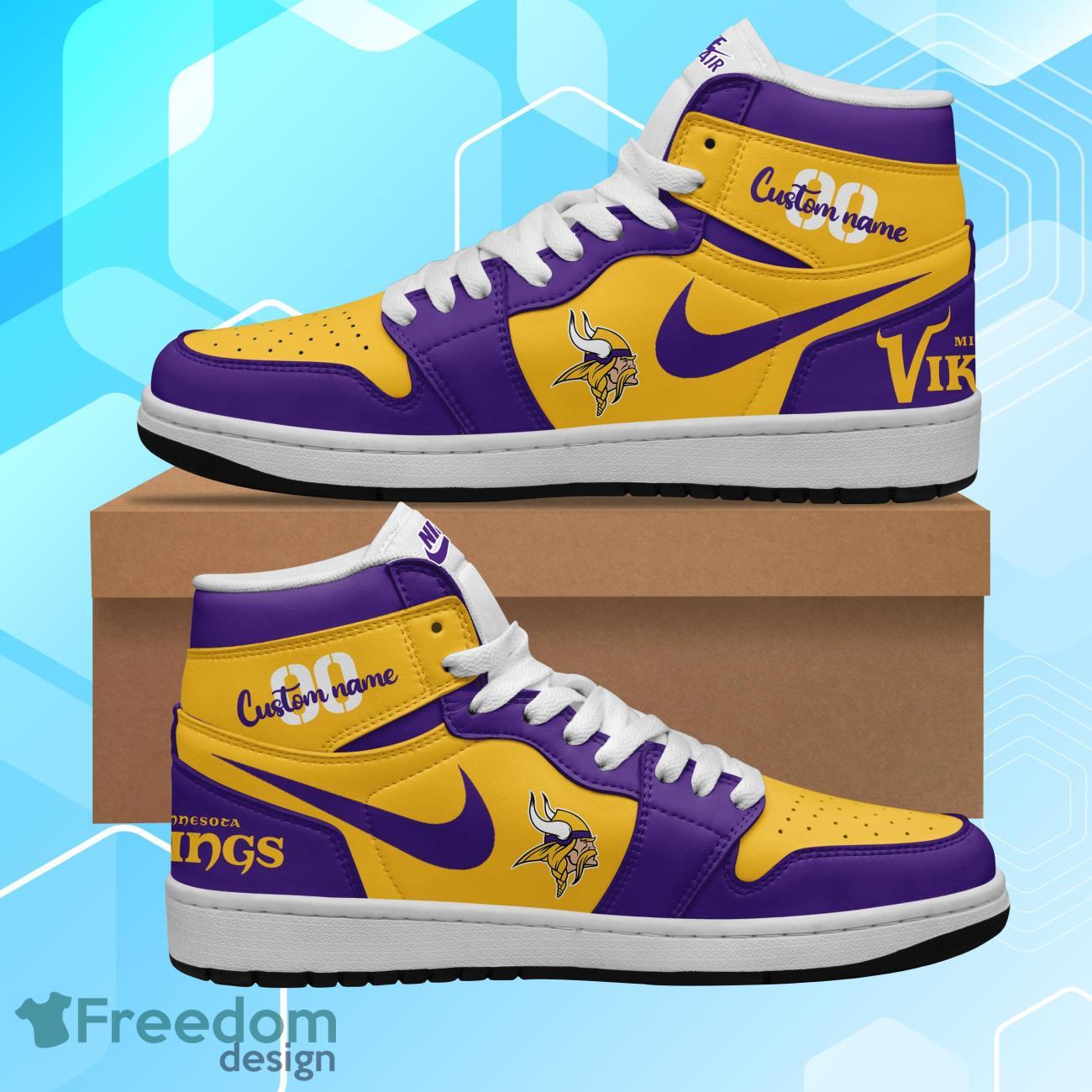 Ideafootwear Minnesota Vikings AJ1 High Sneakers Shoes For Men And Women 2