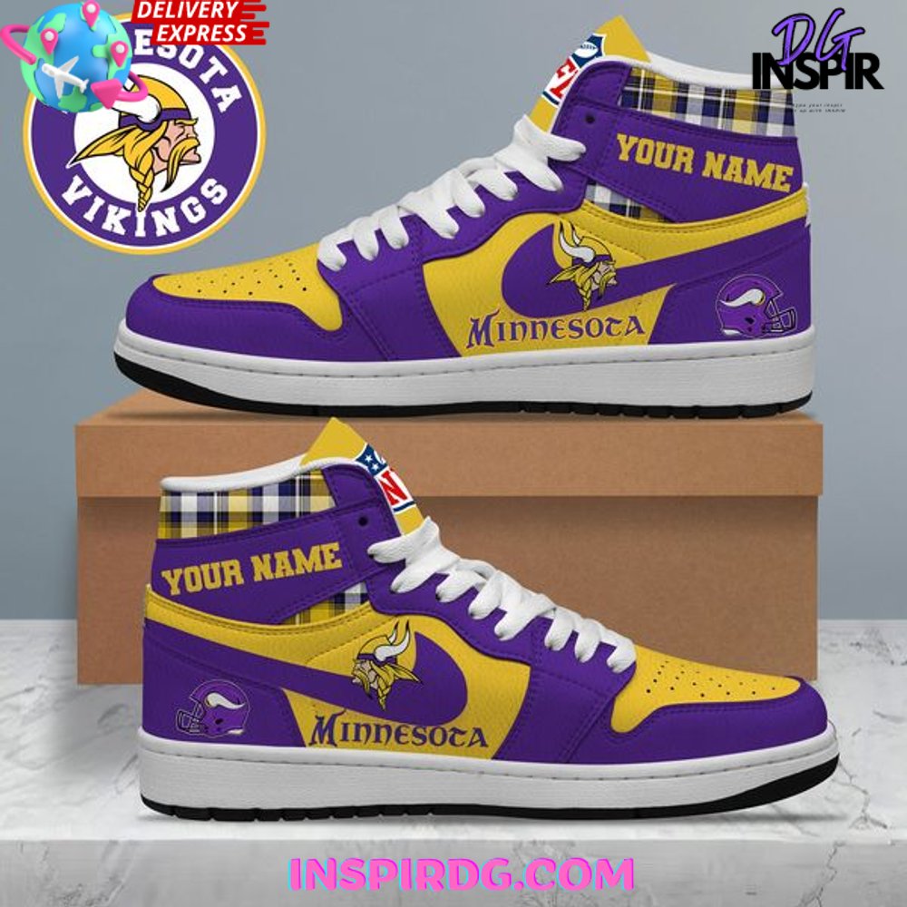 Ideafootwear Minnesota Vikings AJ1 High Sneakers Shoes For Men And Women 8