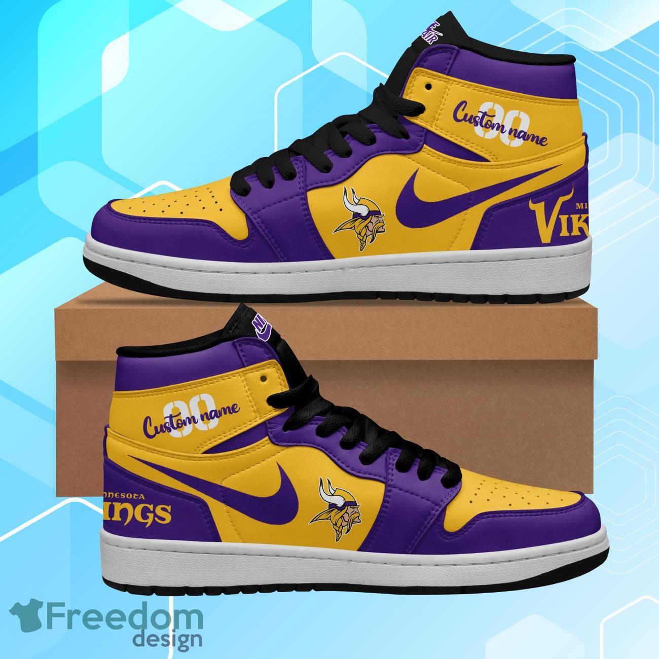 Ideafootwear Minnesota Vikings AJ1 High Sneakers Shoes For Men And Women 1