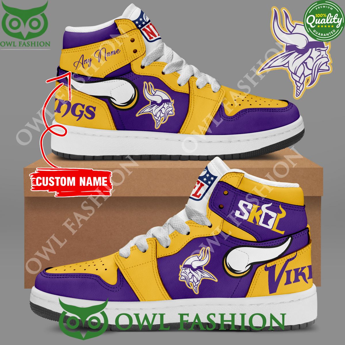 Ideafootwear Minnesota Vikings AJ1 High Sneakers Shoes For Men And Women 14