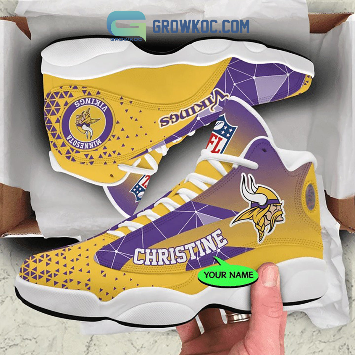 Ideafootwear Minnesota Vikings AJ13 Sneakers Shoes For Men And Women 3