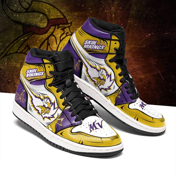 Ideafootwear Minnesota Vikings NFL AJ1 High Sneakers Shoes For Men And Women 7