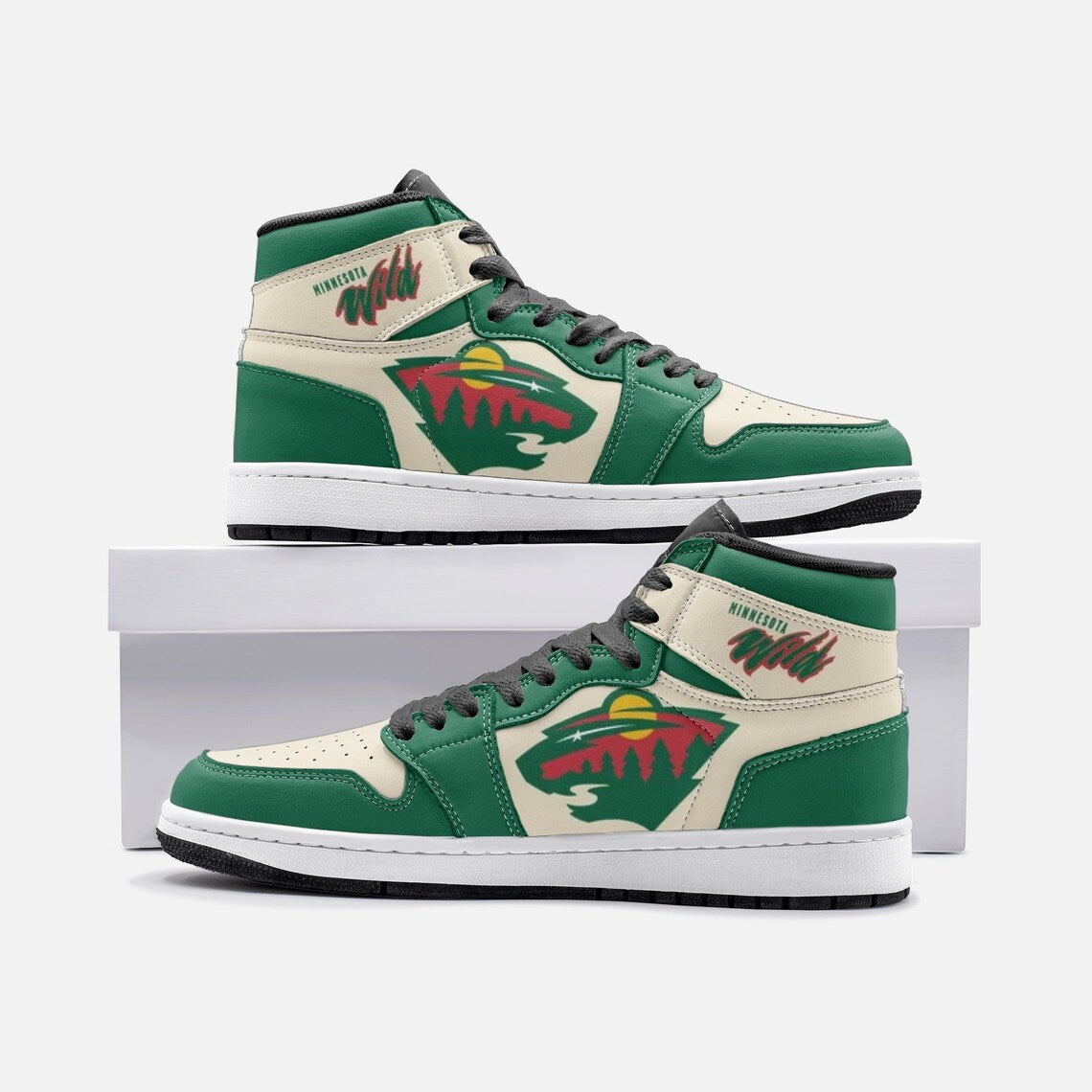 Ideafootwear Minnesota Wild AJ1 High Sneakers Shoes For Men And Women 5