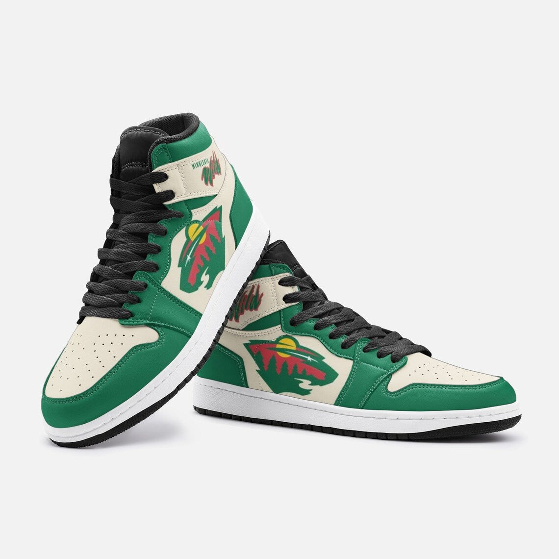 Ideafootwear Minnesota Wild AJ1 High Sneakers Shoes For Men And Women 5