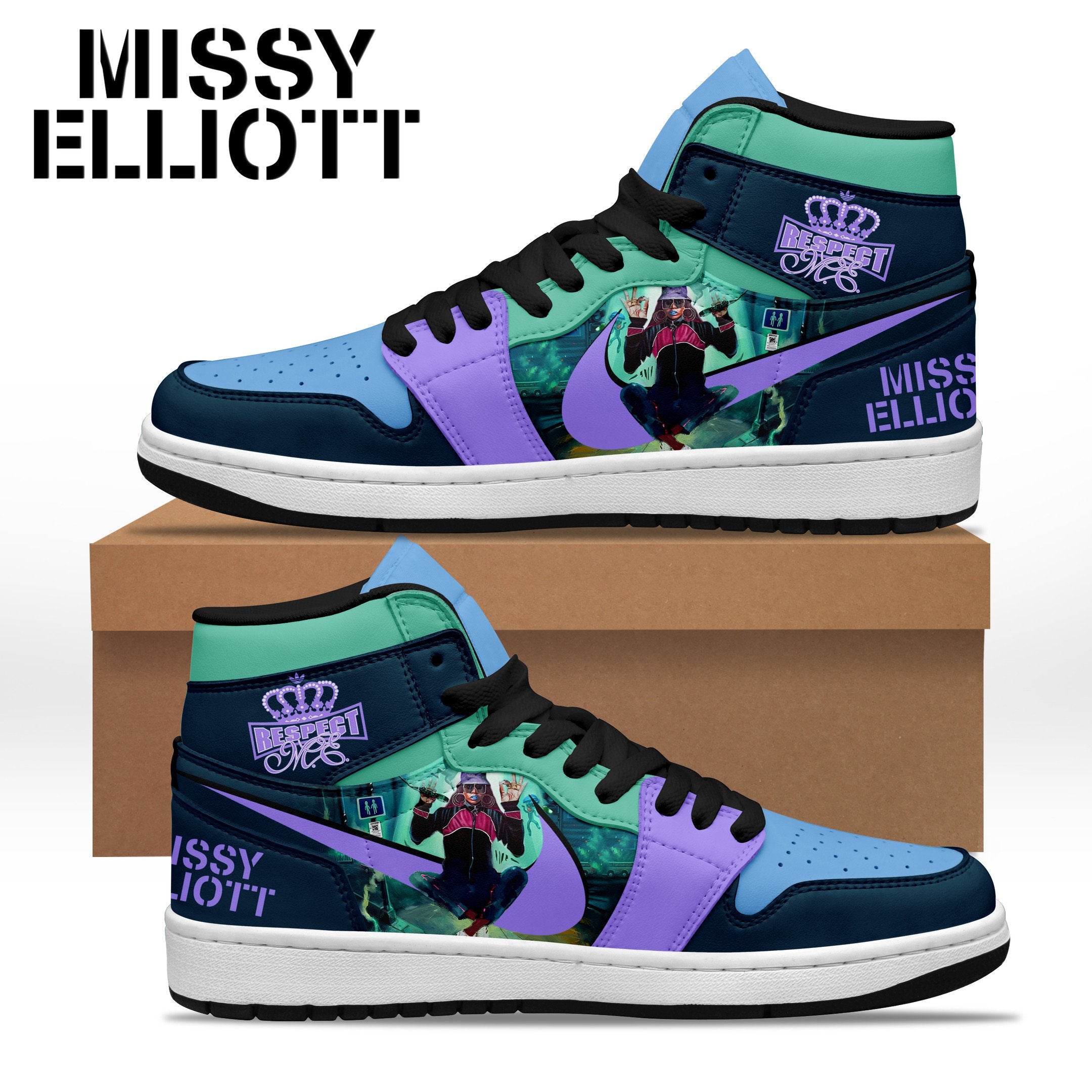Ideafootwear Missy Elliott AJ1 High Sneakers Shoes For Men And Women 1