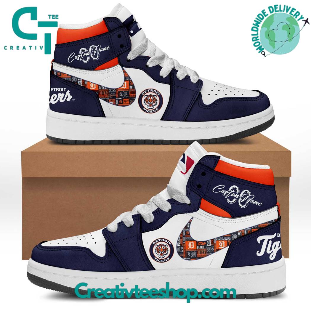 Ideafootwear MLB Detroit Tiger AJ1 High Sneakers Shoes For Men And Women 1