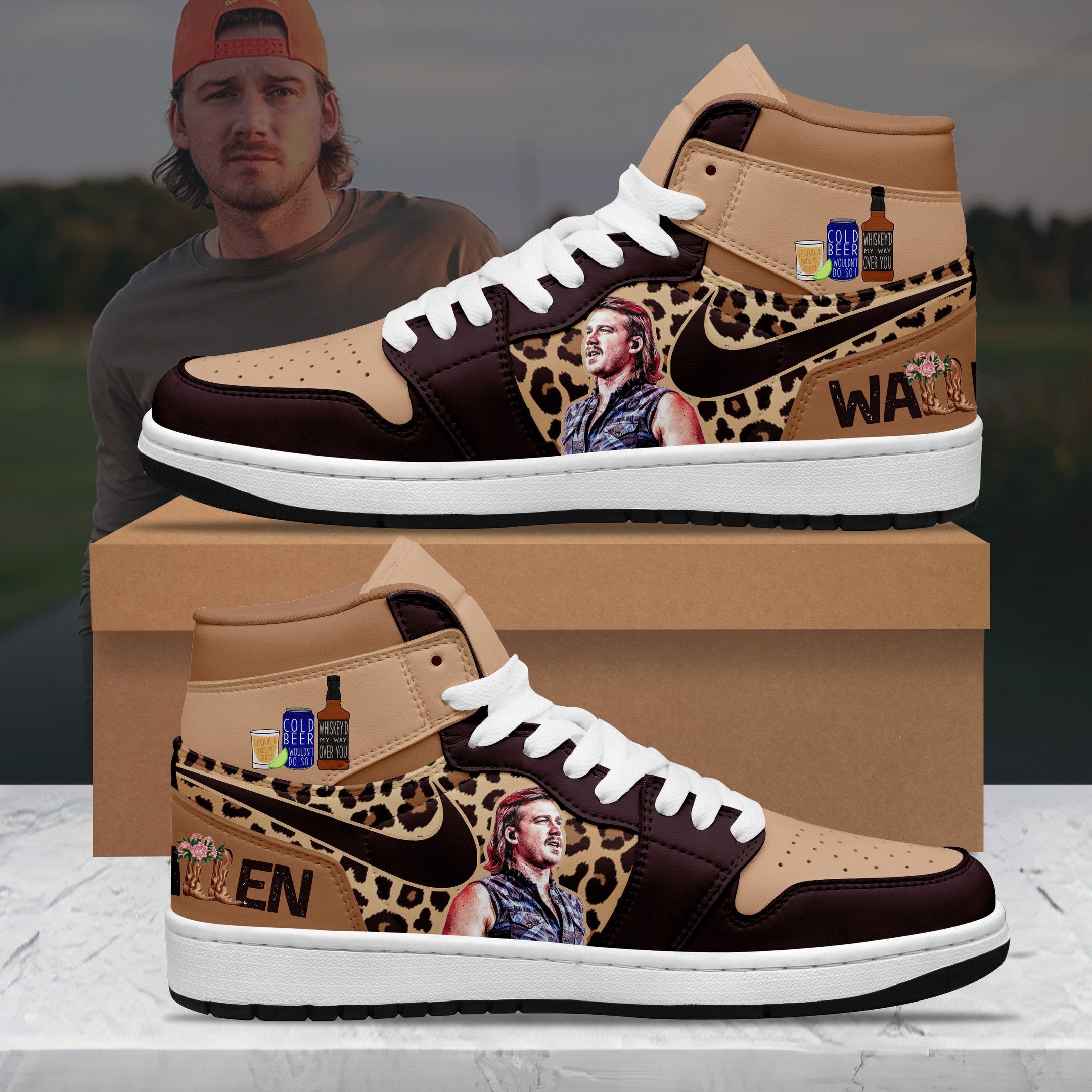 Ideafootwear Morgan Wallen AJ1 High Sneakers Shoes For Men And Women 2