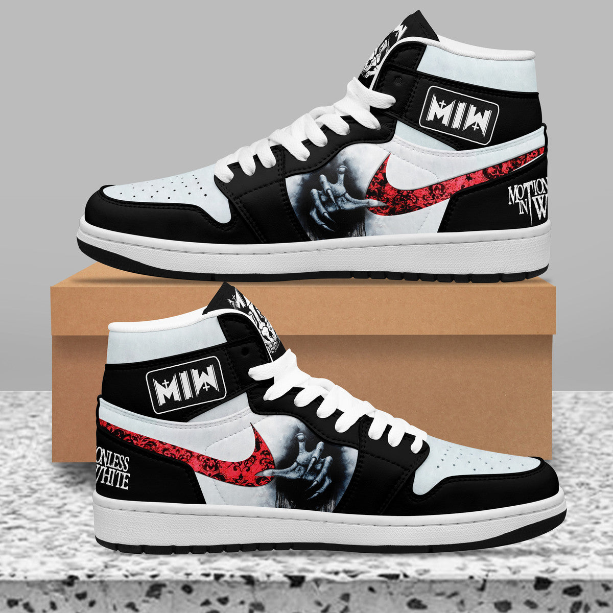 Ideafootwear Motionless in White AJ1 High Sneakers Shoes For Men And Women 1