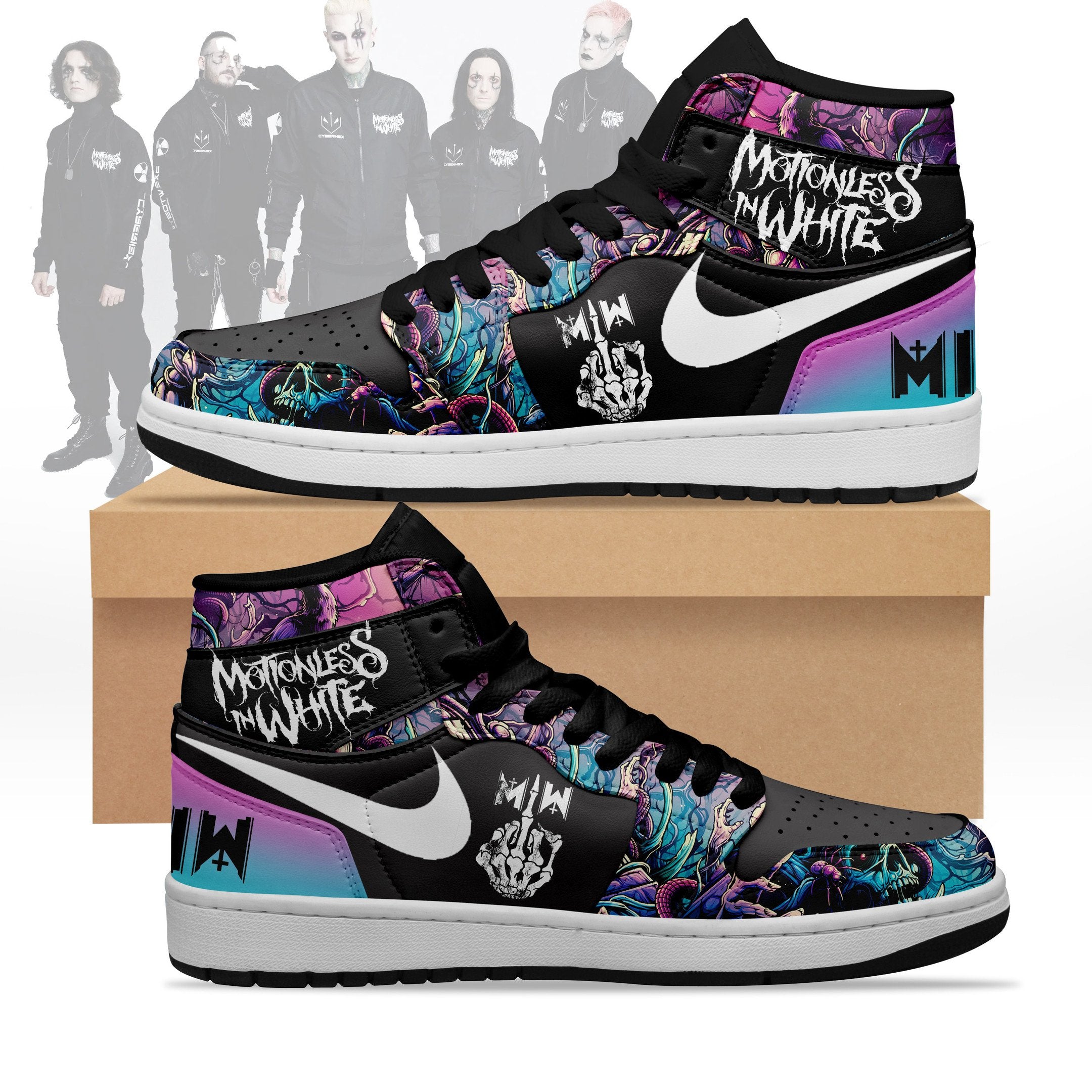 Ideafootwear Motionless in White AJ1 High Sneakers Shoes For Men And Women 3