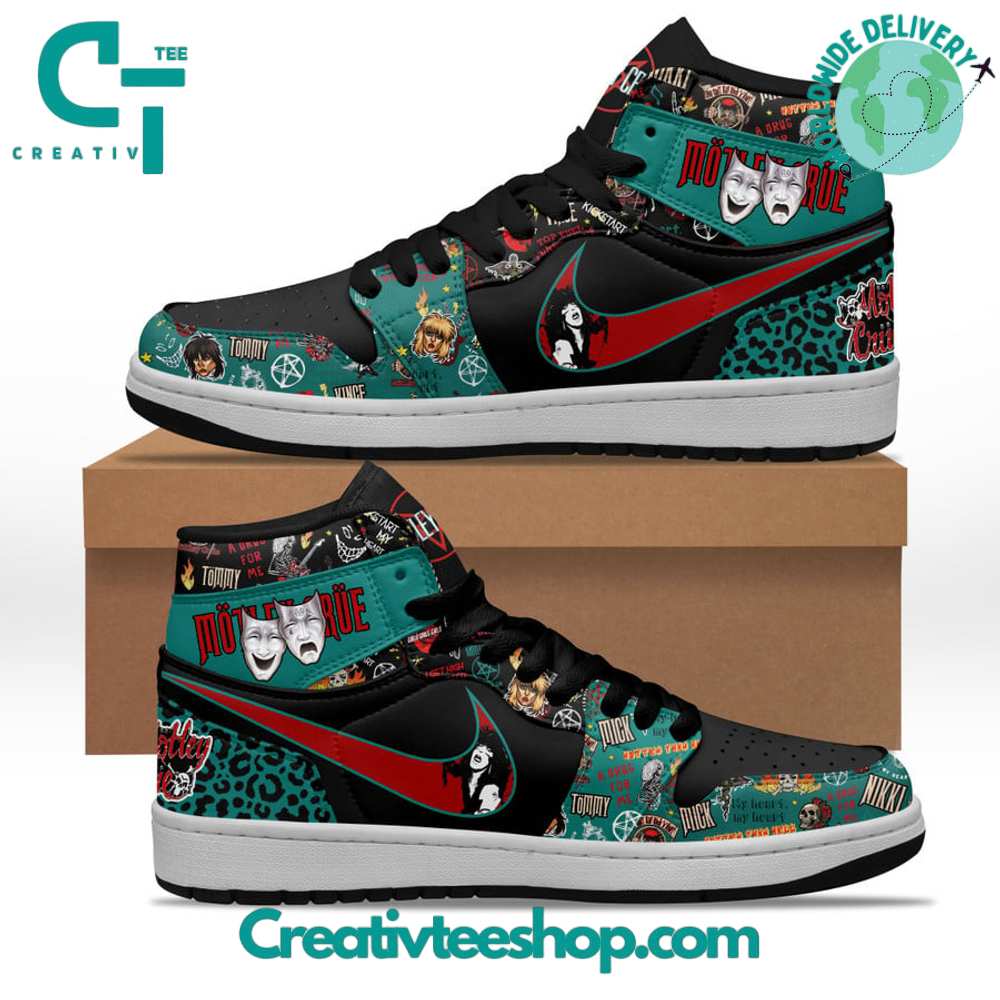 Ideafootwear Motley Crue Nike AJ1 High Sneakers Shoes For Men And Women 1