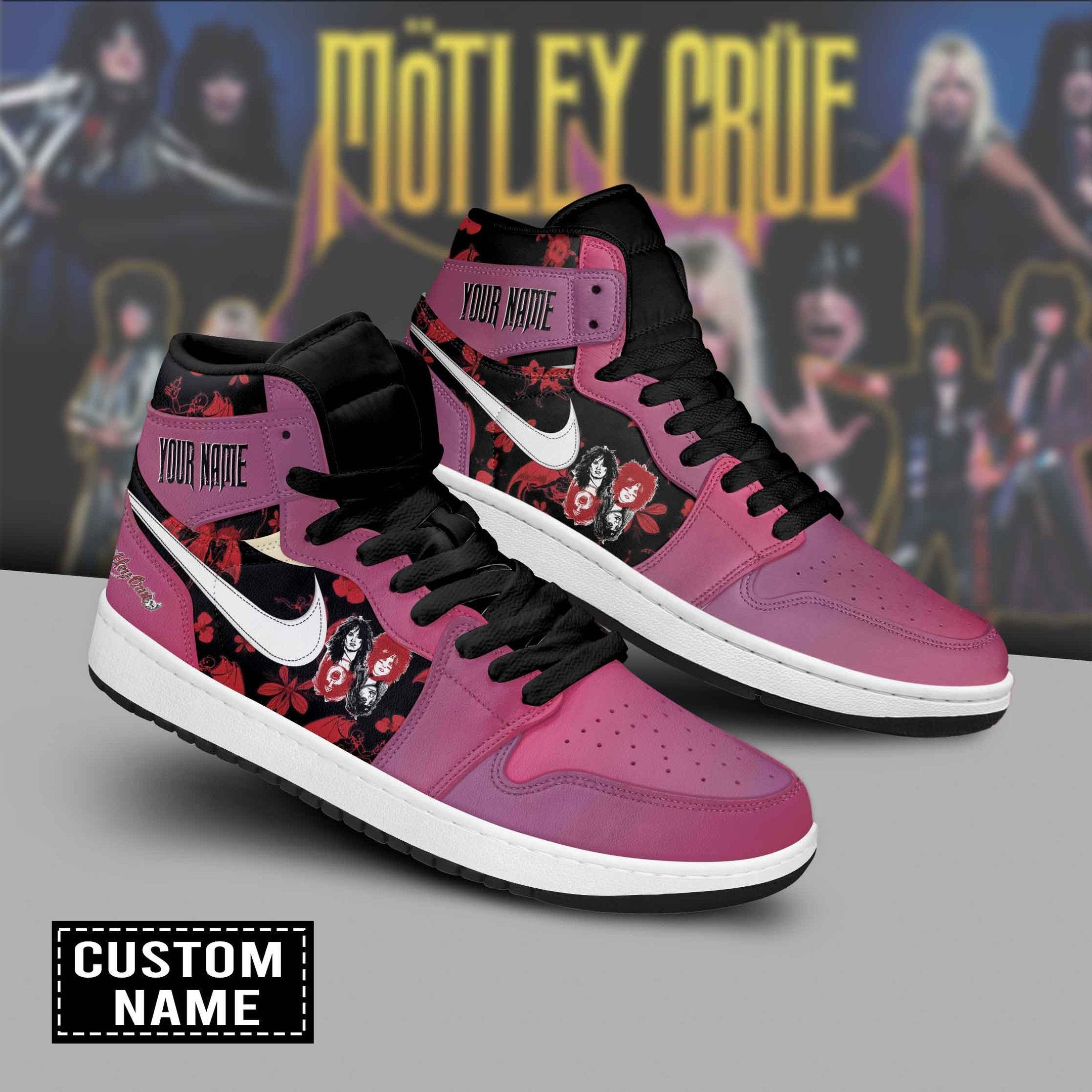 Ideafootwear Motley Crue AJ1 High Sneakers Shoes For Men And Women 3