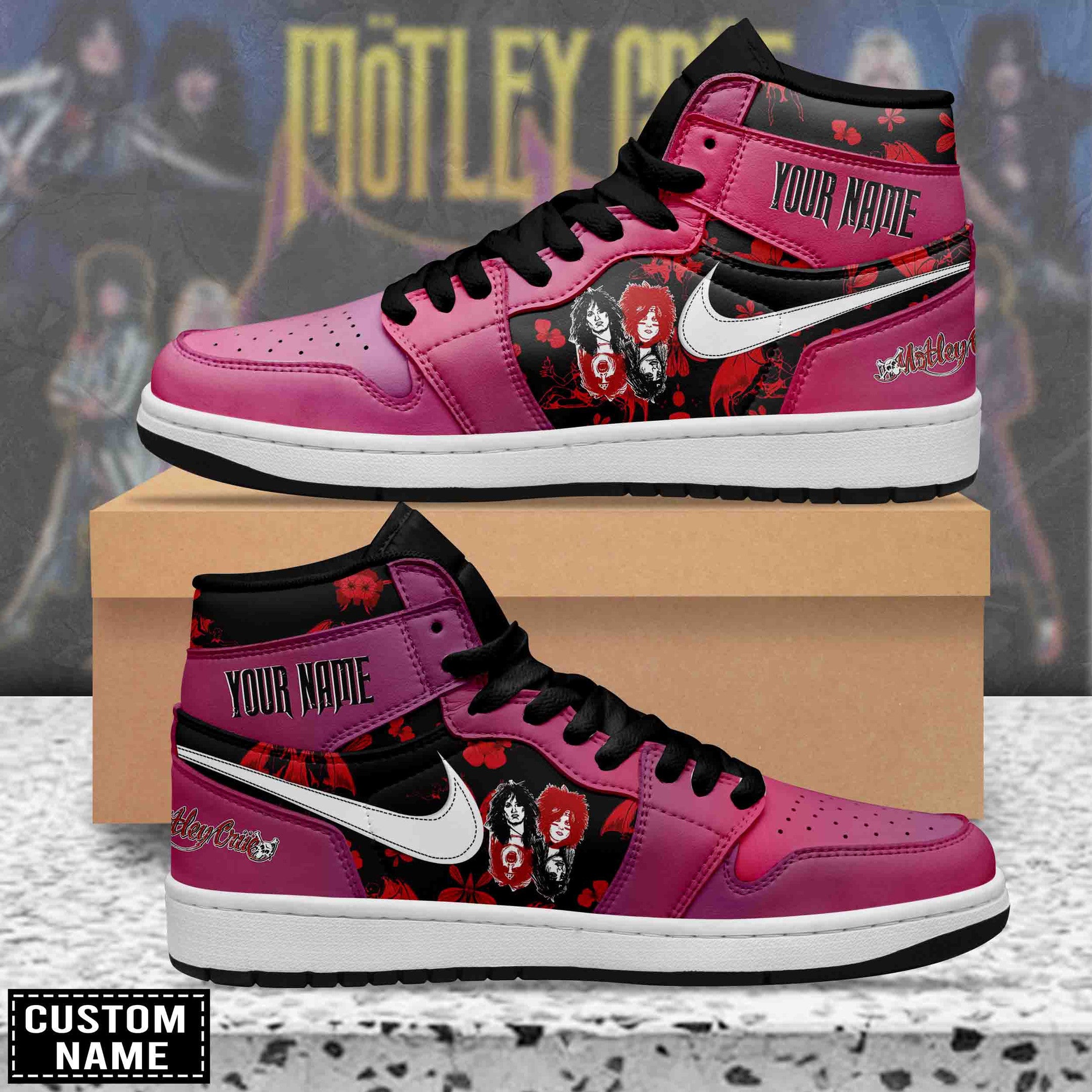 Ideafootwear Motley Crue AJ1 High Sneakers Shoes For Men And Women 3