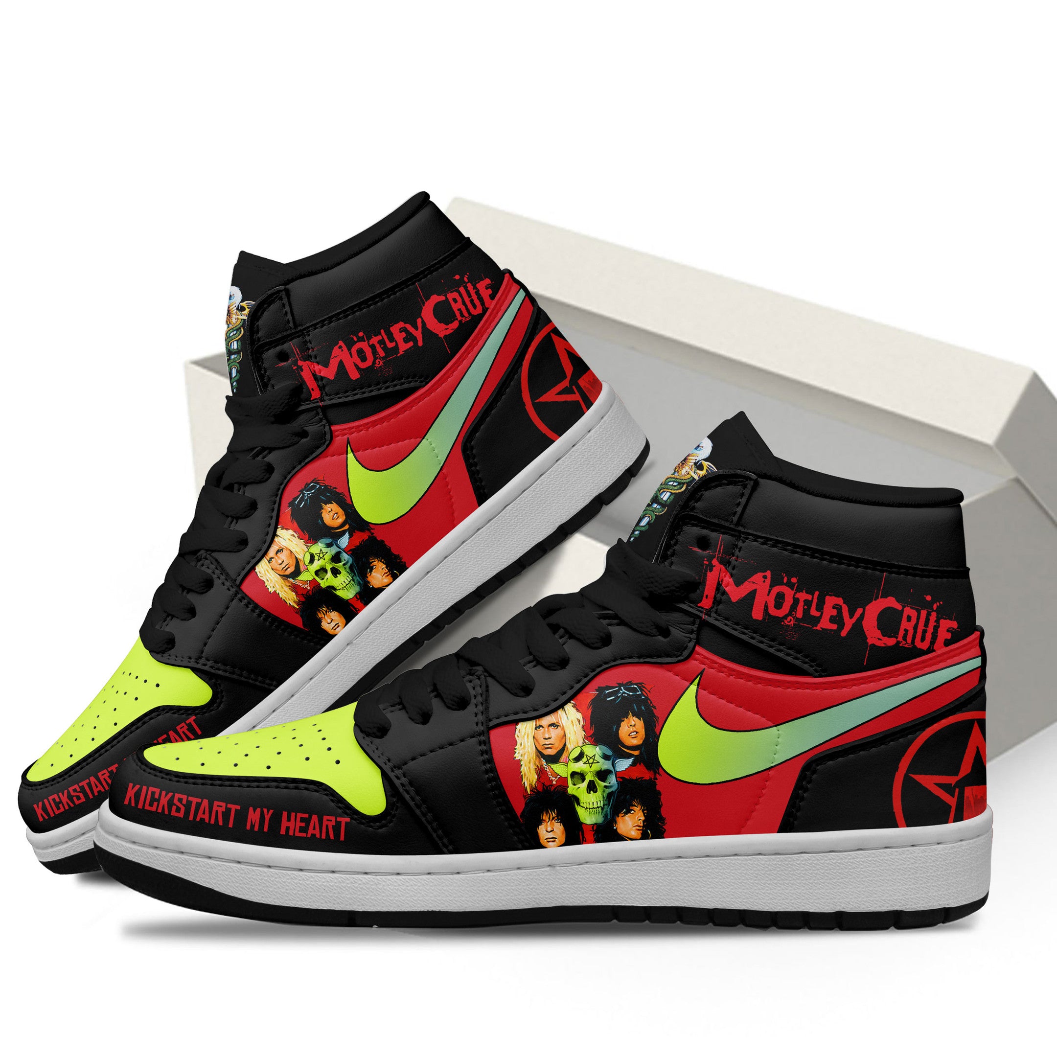 Ideafootwear Motley Crue AJ1 High Sneakers Shoes For Men And Women 2