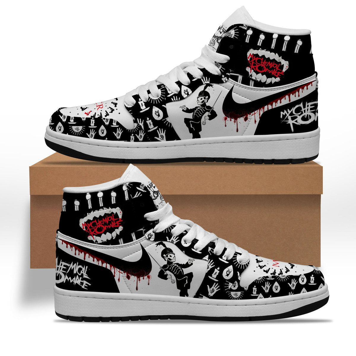 Ideafootwear My Chemical Romance AJ1 High Sneakers Shoes For Men And Women 5
