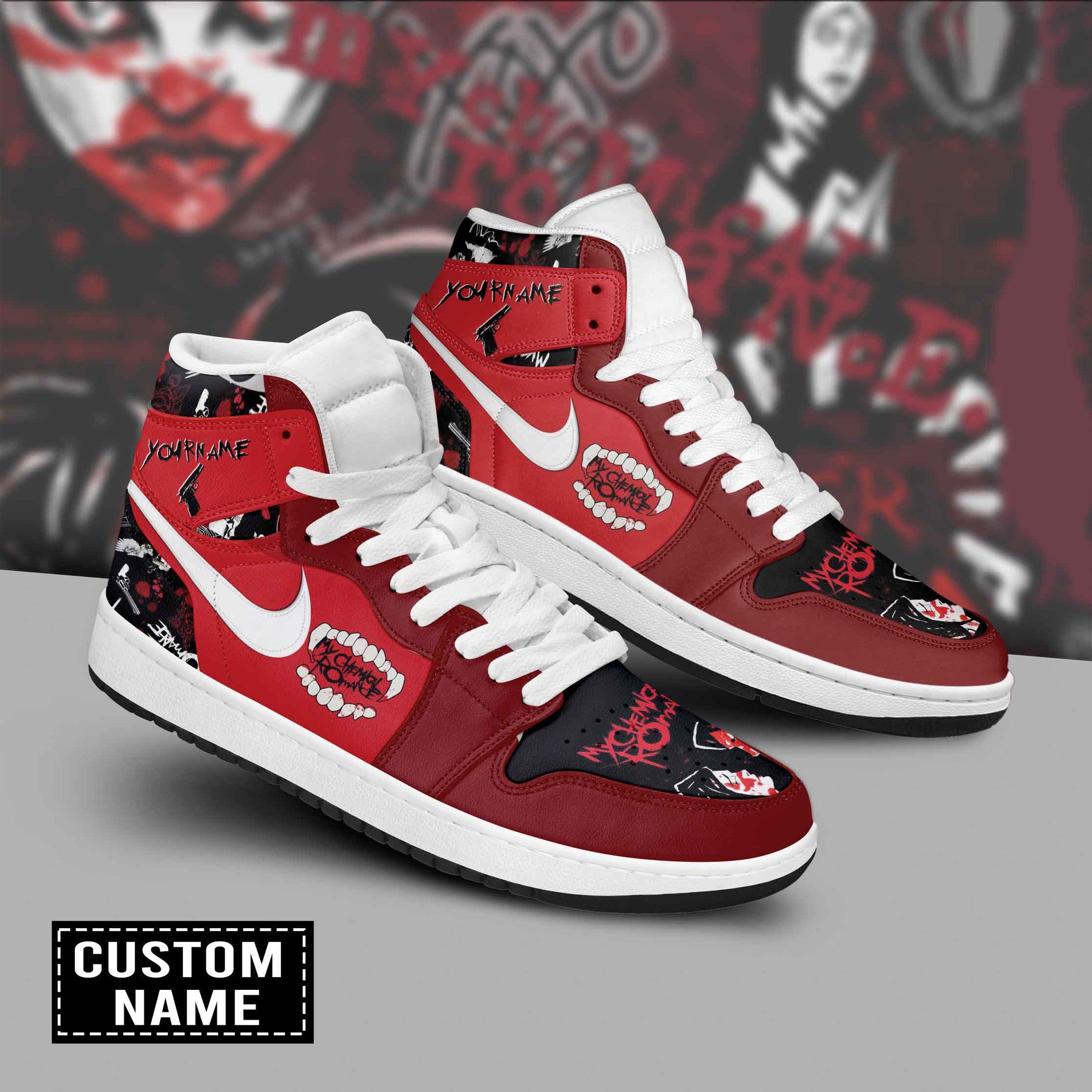 Ideafootwear My Chemical Romance AJ1 High Sneakers Shoes For Men And Women 3