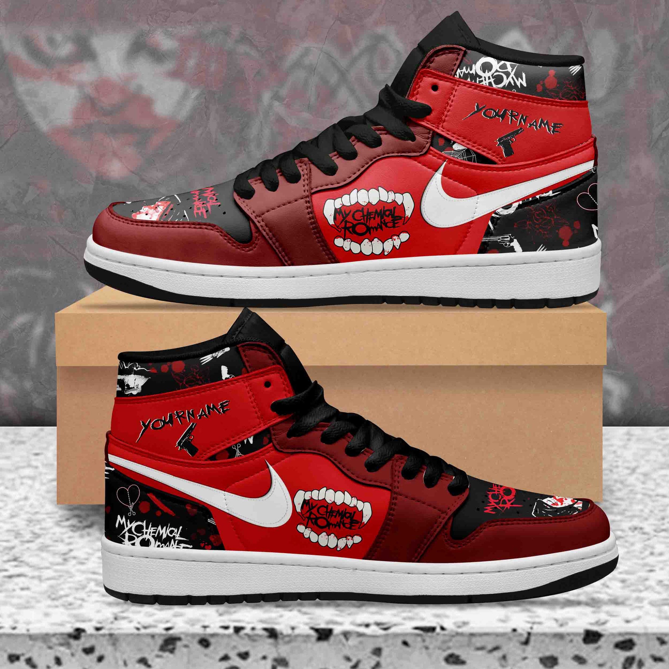 Ideafootwear My Chemical Romance AJ1 High Sneakers Shoes For Men And Women 4