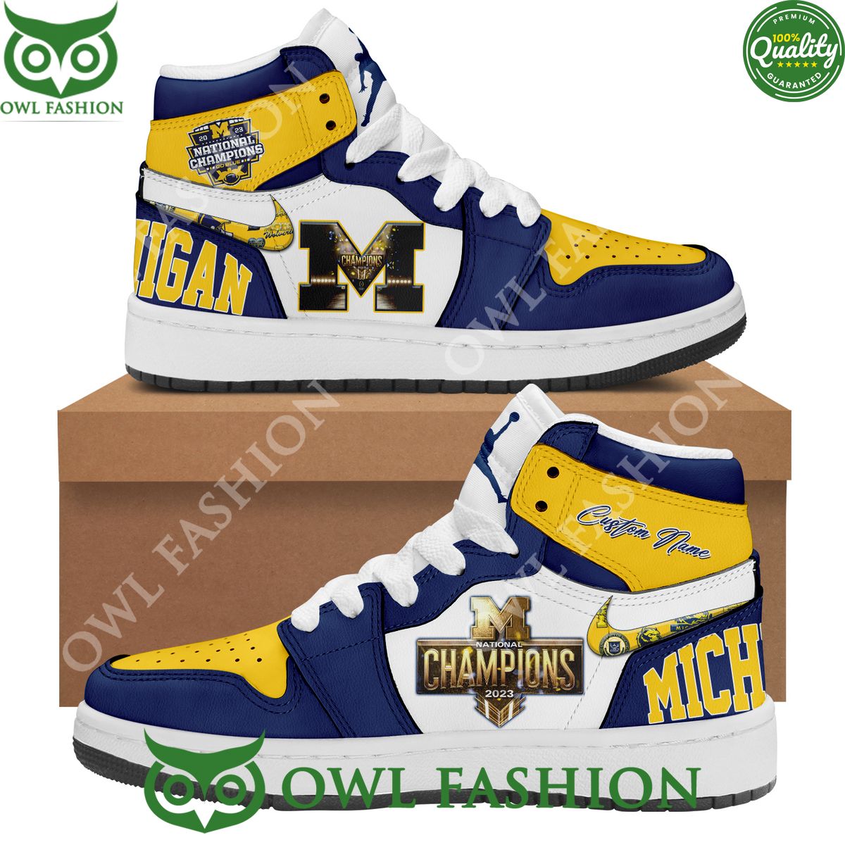 Ideafootwear National Champion Michigan Wolverines AJ1 High Sneakers Shoes For Men And Women 1