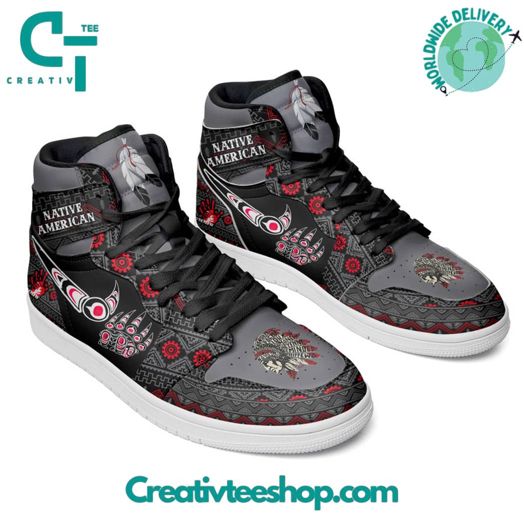 Ideafootwear Native American Nike AJ1 High Sneakers Shoes For Men And Women 1