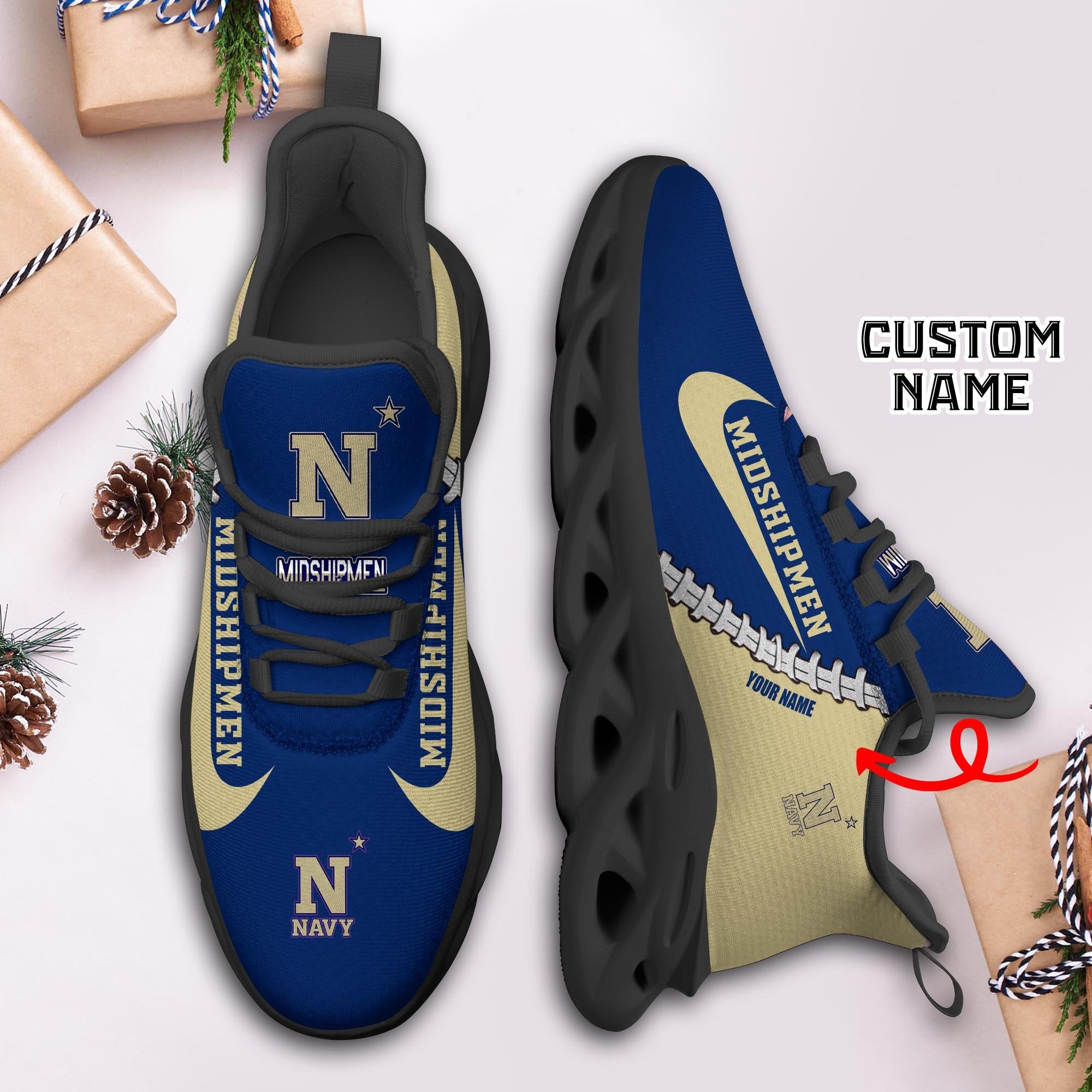 Ideafootwear Navy Midshipmen Max Soul Shoes Sneakers For Men And Women 1