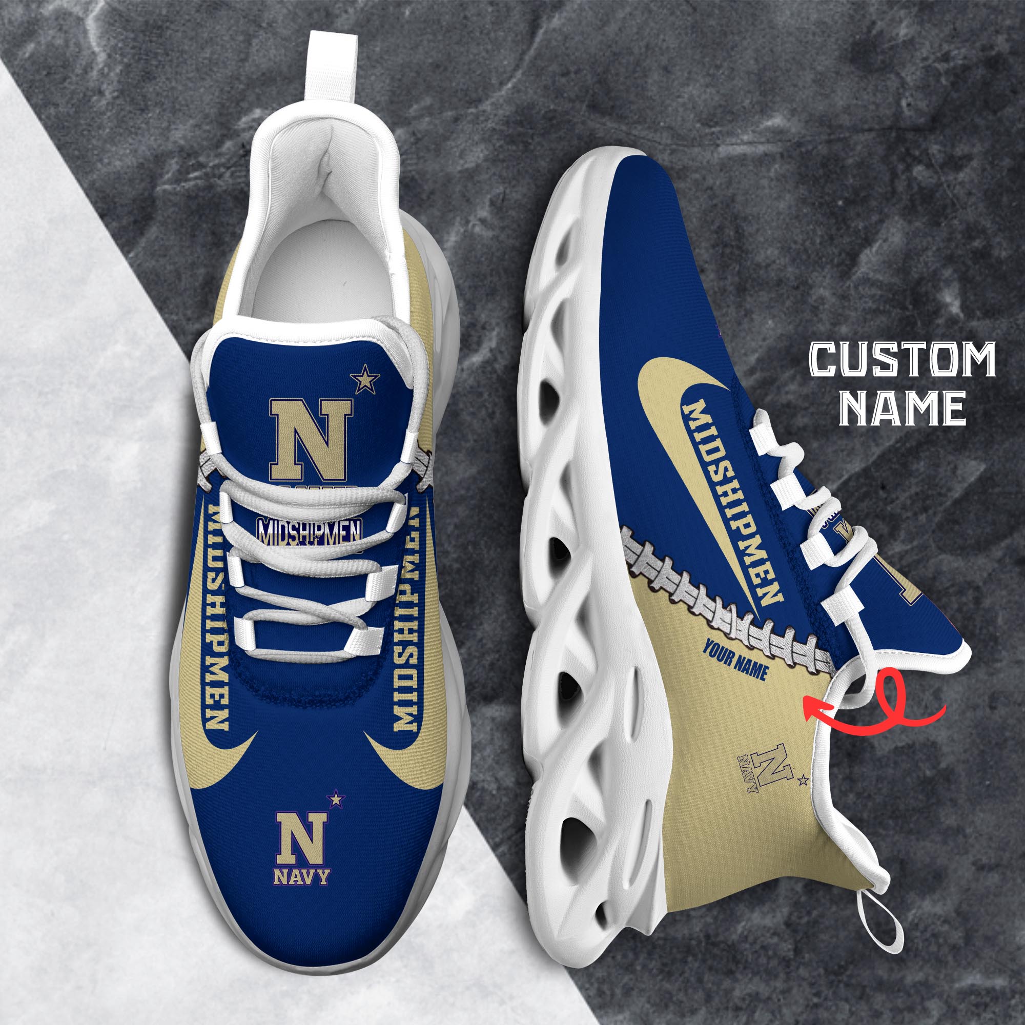 Ideafootwear Navy Midshipmen Max Soul Shoes Sneakers For Men And Women 1