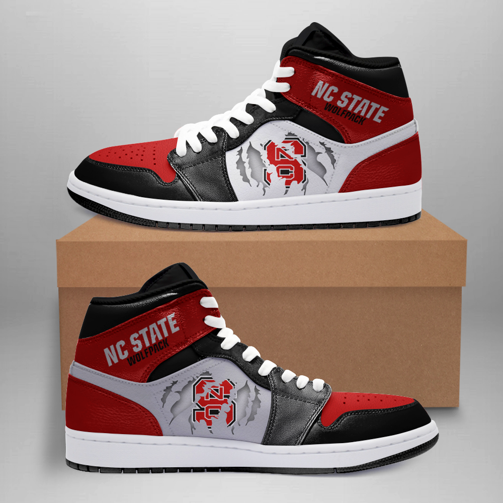 Ideafootwear NC State Wolfpack AJ1 High Sneakers Shoes For Men And Women 4
