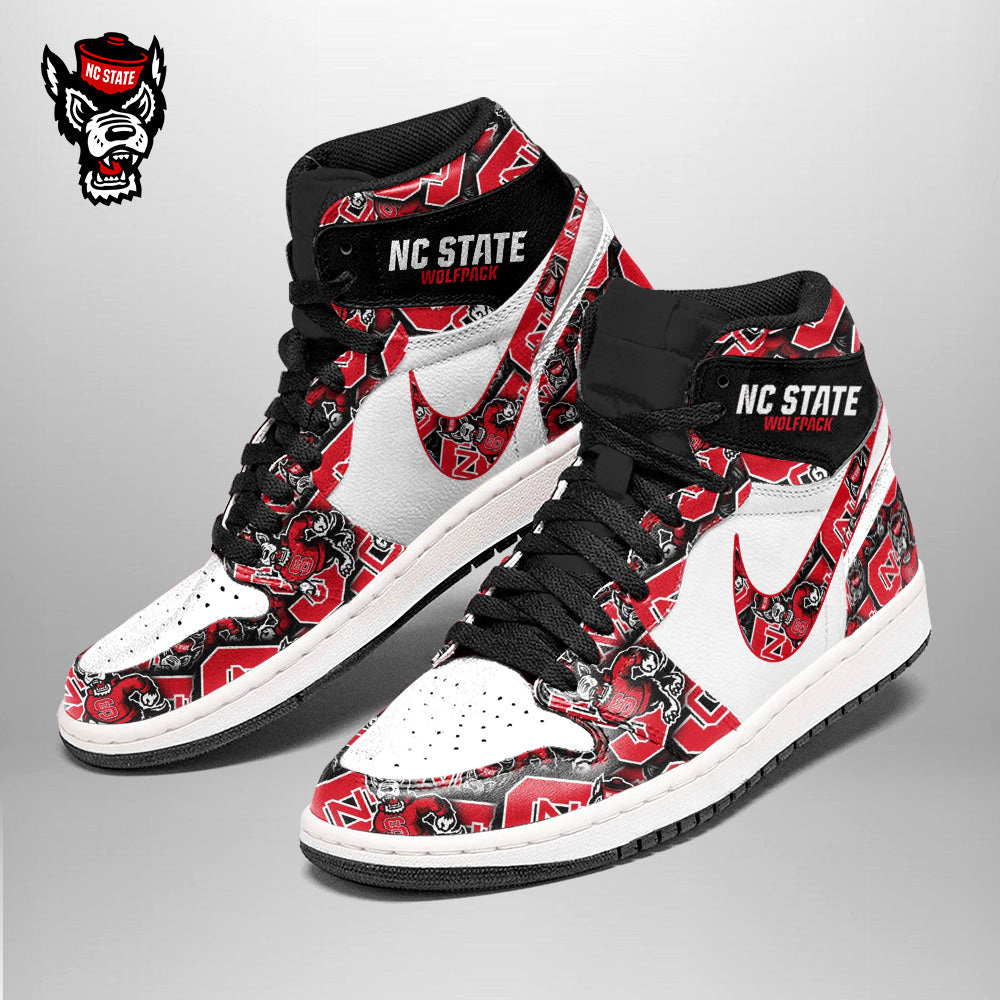 Ideafootwear NC State Wolfpack AJ1 High Sneakers Shoes For Men And Women 3