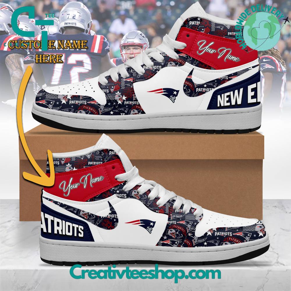 Ideafootwear New England Patriots AJ1 High Sneakers Shoes For Men And Women 5