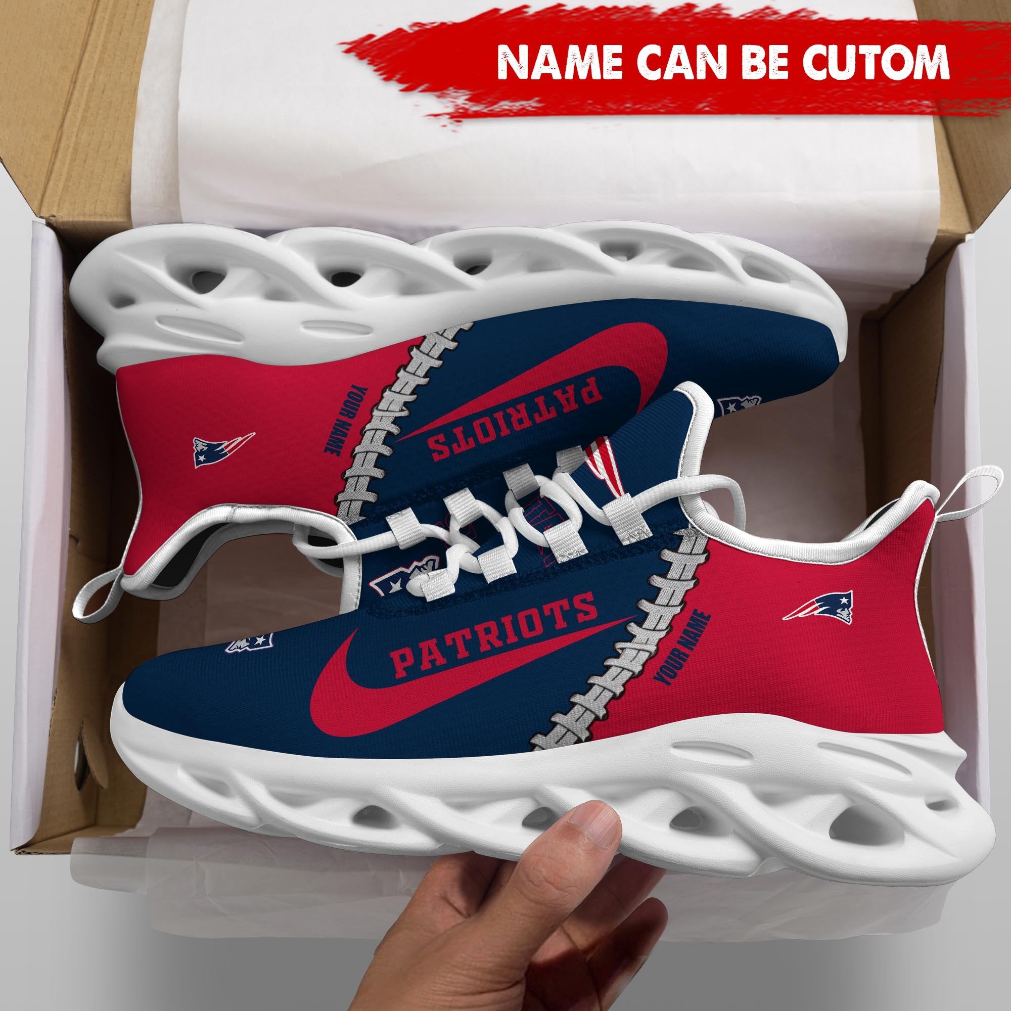 Ideafootwear New England Patriots Max Soul Shoes Sneakers For Men And Women 44