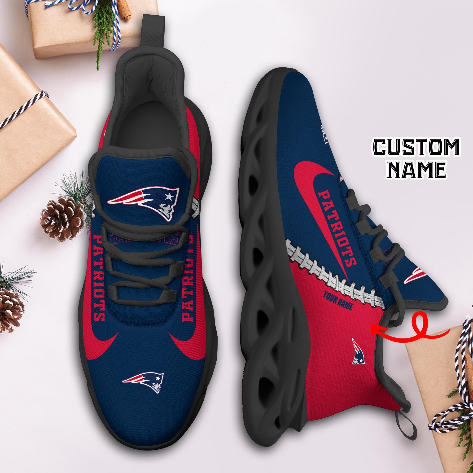 Ideafootwear New England Patriots Max Soul Shoes Sneakers For Men And Women 44