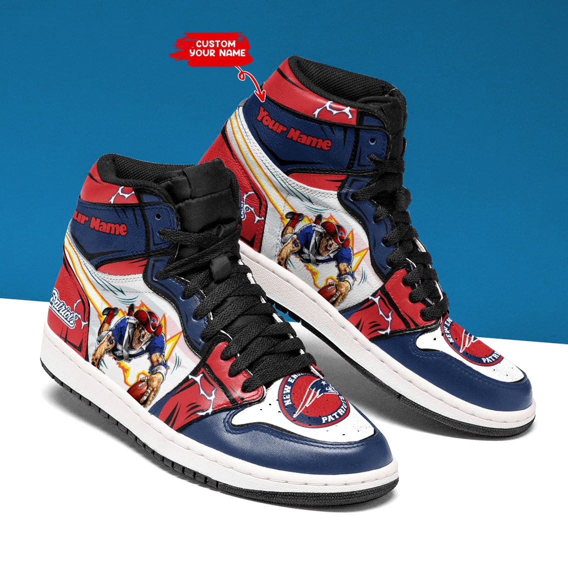 Ideafootwear New England Patriots NFL AJ1 High Sneakers Shoes For Men And Women 5