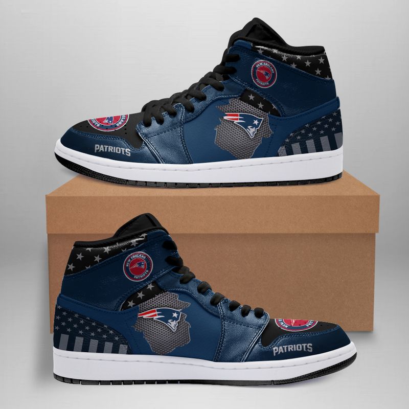 Ideafootwear New England Patriots NFL AJ1 High Sneakers Shoes For Men And Women 4