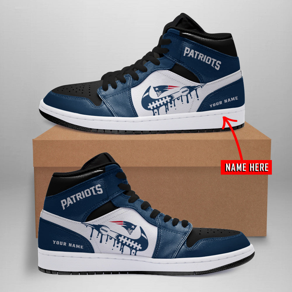 Ideafootwear New England Patriots NFL AJ1 High Sneakers Shoes For Men And Women 3
