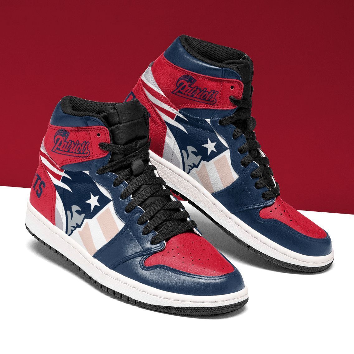 Ideafootwear New England Patriots NFL AJ1 High Sneakers Shoes For Men And Women 2