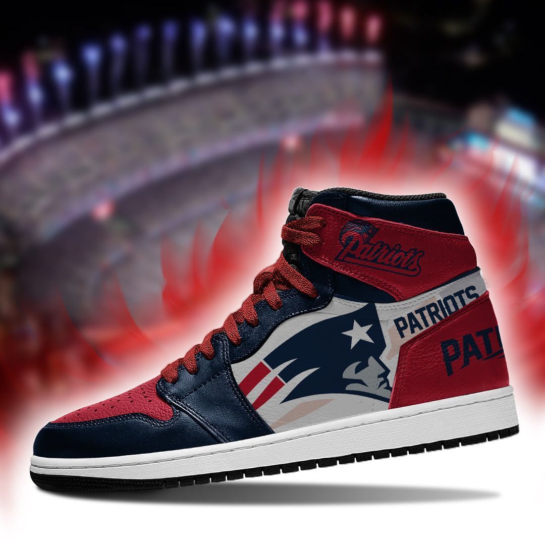 Ideafootwear New England Patriots NFL AJ1 High Sneakers Shoes For Men And Women 2