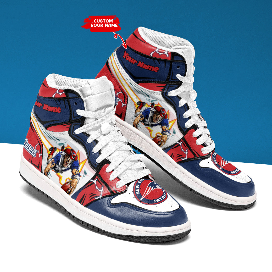 Ideafootwear New England Patriots NFL AJ1 High Sneakers Shoes For Men And Women 5