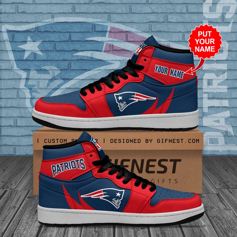 Ideafootwear New England Patriots NFL AJ1 High Sneakers Shoes For Men And Women 9