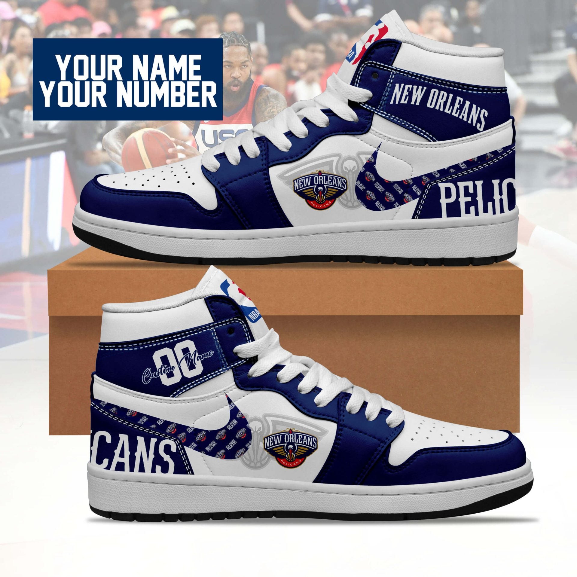 Ideafootwear New Orleans Pelicans AJ1 High Sneakers Shoes For Men And Women 1