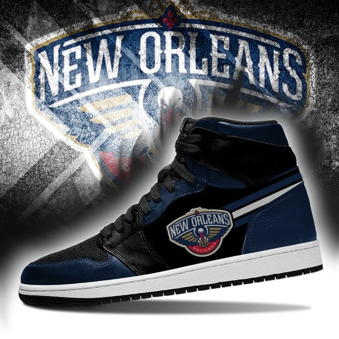 Ideafootwear New Orleans Pelicans NBA AJ1 High Sneakers Shoes For Men And Women 2