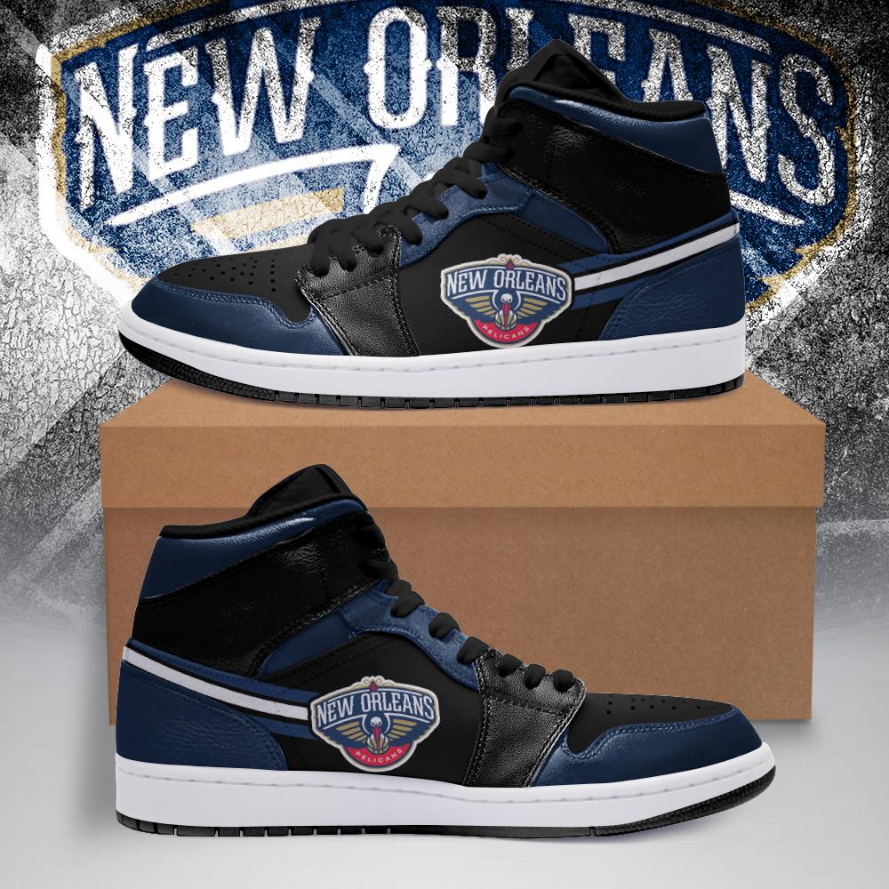 Ideafootwear New Orleans Pelicans NBA AJ1 High Sneakers Shoes For Men And Women 4
