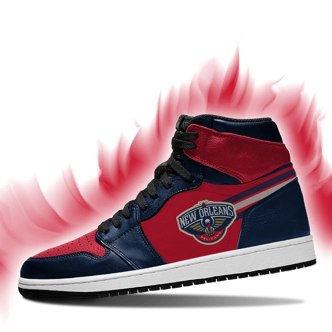 Ideafootwear New Orleans Pelicans NBA AJ1 High Sneakers Shoes For Men And Women 3
