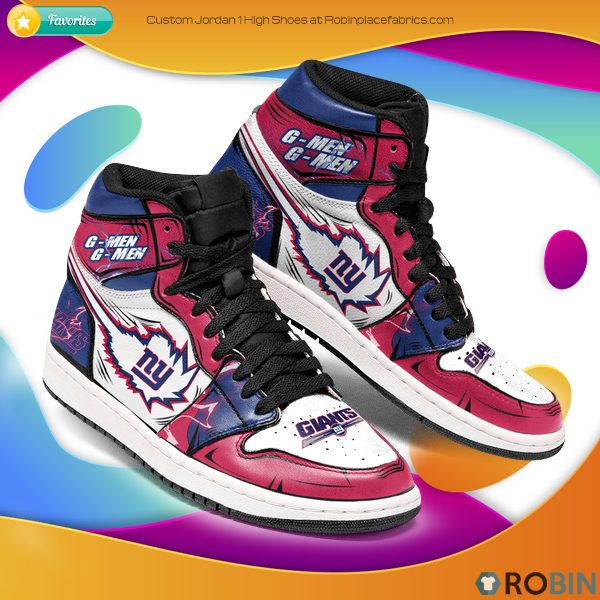 Ideafootwear New York Giants NFL AJ1 High Sneakers Shoes For Men And Women 2
