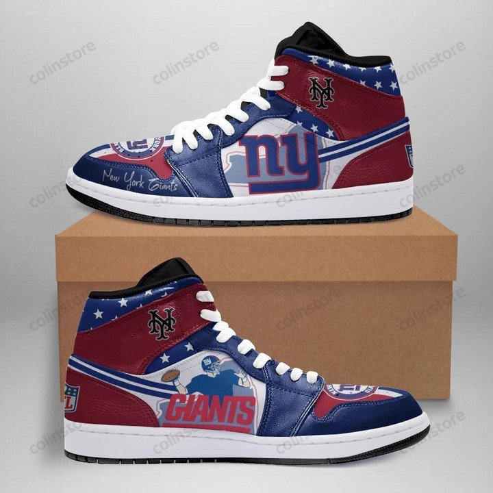 Ideafootwear New York Giants NFL AJ1 High Sneakers Shoes For Men And Women 10