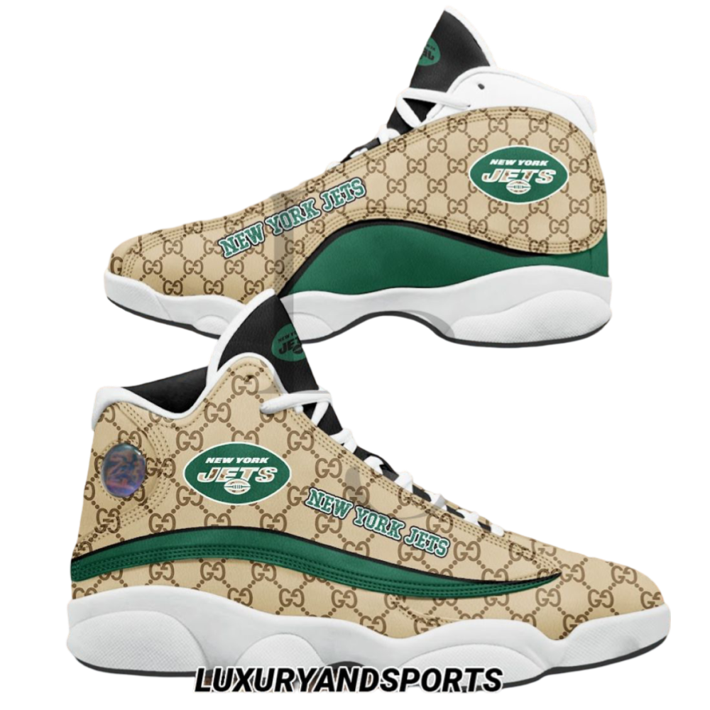 Ideafootwear New York Jets AJ13 Sneakers Shoes For Men And Women 8