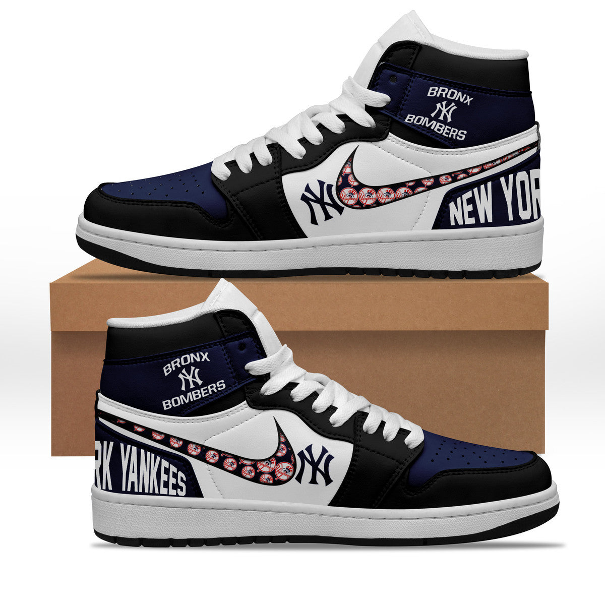 Ideafootwear New York Yankees AJ1 High Sneakers Shoes For Men And Women 13