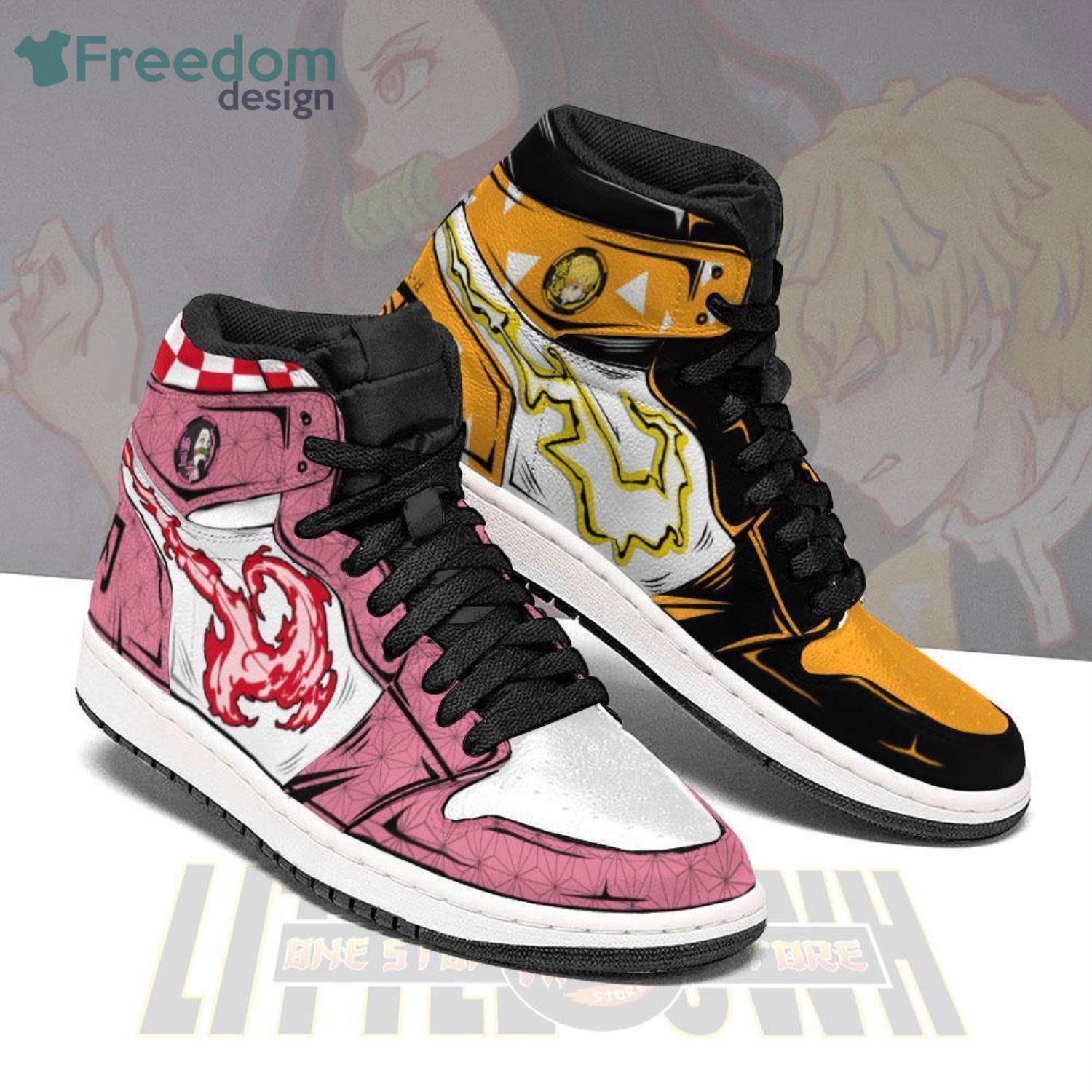 Ideafootwear Nezuko And Zenitsu AJ1 High Sneakers Shoes For Men And Women 1