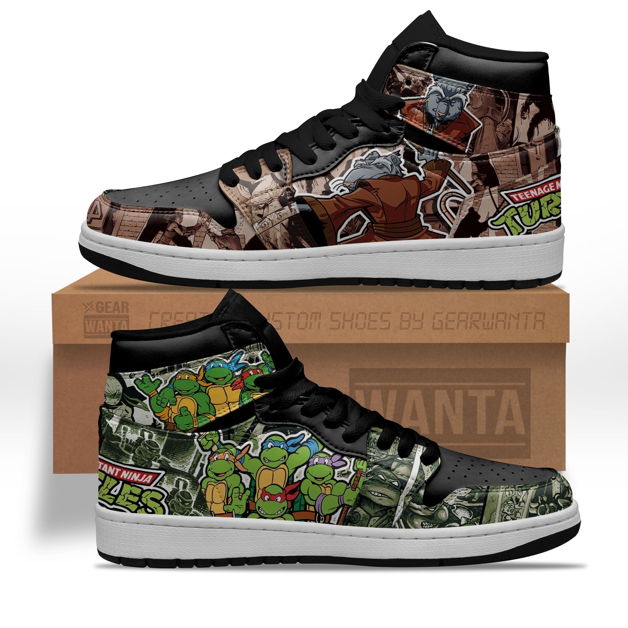 Ideafootwear Ninja Turtles AJ1 High Sneakers Shoes For Men And Women 1